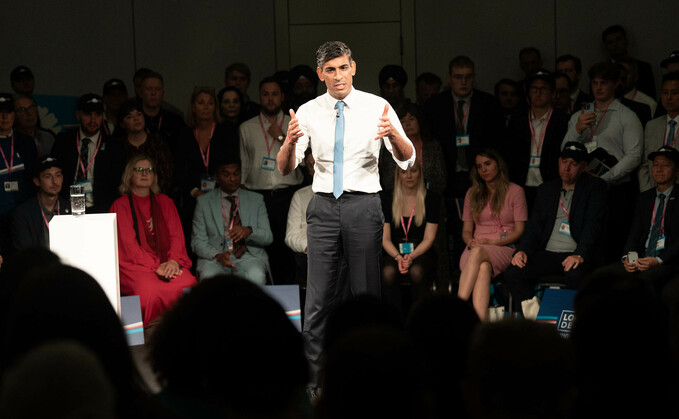 Rishi Sunak speaking at the Conservative Party conference 2023 Rishi Sunak speaking at the Conservative Party conference 2023